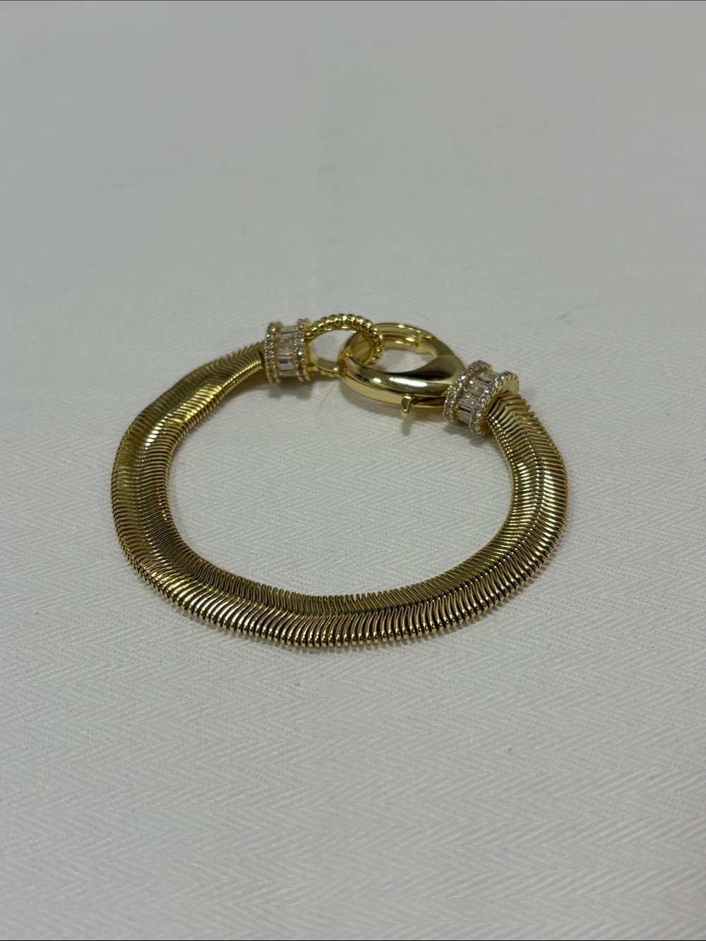 Adina Eden CZ x Baguette Chunky Snake Clasp Bracelet